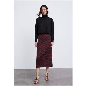 NWT Zara Animal Print Midi Skirt